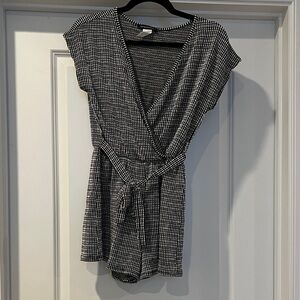 Caution to the Wind Black and White Knit Romper